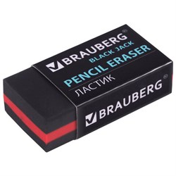 Ластик BRAUBERG "BlackJack", 40х20х11 мм, черный, прямоугольный, картонный держатель, 222466 - фото 13744029