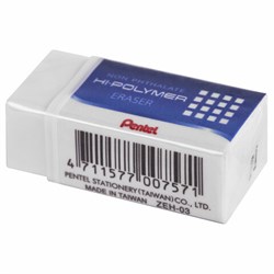 Ластик PENTEL (Япония) "HI-POLYMER ERASER", 35х16х11,5 мм, белый, прямоугольный, картонный держатель, ZEH-03 - фото 13744135