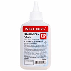 Клей канцелярский силикатный BRAUBERG "Standard" (для бумаги, картона) 110 г, 228416 - фото 13744205