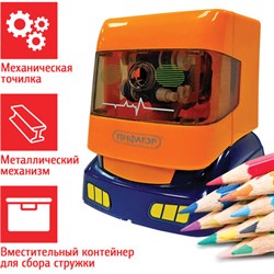 Точилка механическая ПИФАГОР "Грузовик", корпус оранжевый, 228488 - фото 13744213