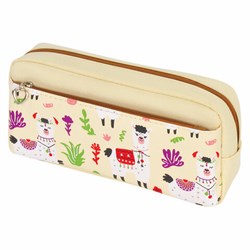 Пенал мягкий ЮНЛАНДИЯ, 2 отделения, полиэстер, "Llama", бежевый, 20х6х9 см, 228981 - фото 13744249