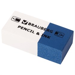 Ластик BRAUBERG "PENCIL & INK", 39х18х12 мм, для ручки и карандаша, бело-синий, 229578 - фото 13744268