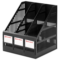 Лоток вертикальный для бумаг BRAUBERG "SMART-MAXI" (254х255х297 мм), 3 отделения, сетчатый, сборный, черный, 231525 - фото 13744320
