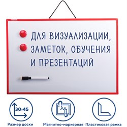 Доска магнитно-маркерная 30х45 см, ГАРАНТИЯ 10 ЛЕТ, ПИФАГОР, 231719 - фото 13744332