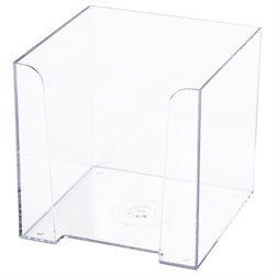 Подставка для бумажного блока BRAUBERG CLASSIC пластиковая, 90х90х90 мм, прозрачная, 238092 - фото 13744544