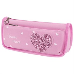 Пенал мягкий ЮНЛАНДИЯ, 2 отделения, полиэстер, "Heart", розовый, 21х6х9 см, 270258 - фото 13744665