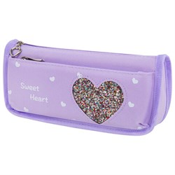 Пенал мягкий ЮНЛАНДИЯ, 2 отделения, полиэстер, "Heart", фиолетовый, 21х6х9 см, 270259 - фото 13744666