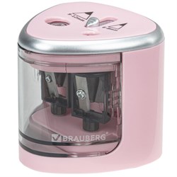 Точилка электрическая BRAUBERG DUAL (для 2 диаметров карандашей!), 4 батарейки АА, розовая, 270579 - фото 13744682