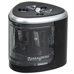 Точилка электрическая BRAUBERG DUAL (для 2 диаметров карандашей!), 4 батарейки АА, черная, 270581 - фото 13744684