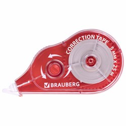 Корректирующая лента BRAUBERG MAXI PLUS, 5 мм х 25 м, механизм перемотки, корпус красный, блистер, 272501 - фото 13744934