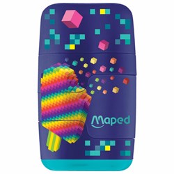 Точилка с ластиком 2 в 1 MAPED (Франция) "Pixel Party Connect", 2 отверстия, 049223 - фото 13745039