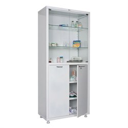 Шкаф медицинский 2-створчатый HILFE "МД 2 1780/SG" 1850х800х400 мм, стекло, белый, S26199205509 - фото 13745344