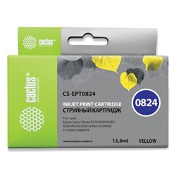 Картридж струйный CACTUS (CS-EPT0824) для EPSON Stylus R270/R390/ RX590, желтый - фото 13745945