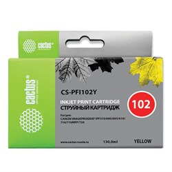 Картридж струйный CACTUS (CS-PFI102Y) для CANON iPF500/510/F600/605/650/700, желтый - фото 13746207