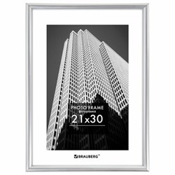 Рамка 21х30 см небьющаяся, багет 12 мм, пластик, BRAUBERG "Original", серебристая, 391231 - фото 13746986