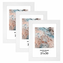 Рамка 21х30 см небьющаяся, КОМПЛЕКТ 3 шт., багет 29 мм, МДФ, BRAUBERG "Basic", белая, 391260 - фото 13747004