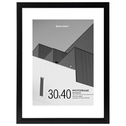 Рамка 30х40 см с паспарту 21х30 см небьющаяся, багет 20 мм, пластик, BRAUBERG "New Age", черная, 391277 - фото 13747018