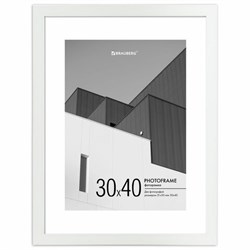 Рамка 30х40 см с паспарту 21х30 см небьющаяся, багет 20 мм, пластик, BRAUBERG "New Age", белая, 391278 - фото 13747019
