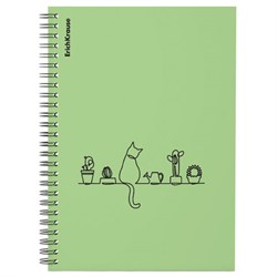 Тетрадь обложка пластик, А5, 80 л., спираль, клетка, ErichKrause, "Cats оливковый" (1 вид), 59527 - фото 13747150