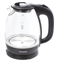 Чайник SONNEN KT-1786, 1,7 л, 2200 Вт, закрытый нагревательный элемент, стекло, 453422 - фото 13747203