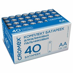 Батарейки алкалиновые "пальчиковые" КОМПЛЕКТ 40 шт., CROMEX Alkaline, АА (LR6,15А), в коробке, 455594 - фото 13747316