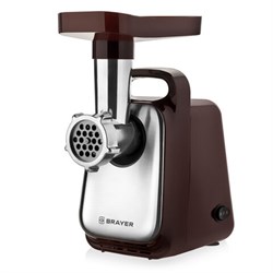 Мясорубка BRAYER BR1601, 1300 Вт, производительность 1,5 кг/мин, металлический шнек, реверс, пластик, коричневая/серебро - фото 13747388