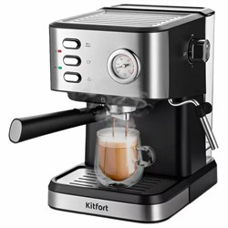 Кофеварка рожковая KITFORT КТ-7293, 1050 Вт, объем 1,5 л, 15 бар, ручной капучинатор, серебристая - фото 13747648