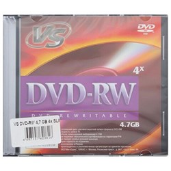 Диски DVD-RW VS 4,7 Gb, 4x, Slim Case, КОМПЛЕКТ 5 шт., VSDVDRB5001, VSDVDRWSL501 - фото 13747840