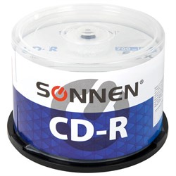 Диски CD-R SONNEN 700 Mb 52x Cake Box (упаковка на шпиле), КОМПЛЕКТ 50 шт., 512570 - фото 13747855