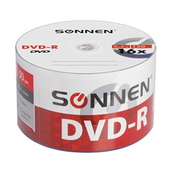Диски DVD-R SONNEN 4,7 Gb 16x Bulk (термоусадка без шпиля), КОМПЛЕКТ 50 шт., 512574 - фото 13747859