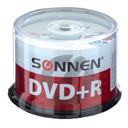 Диски DVD+R (плюс) SONNEN 4,7 Gb, 16x, Cake Box (упаковка на шпиле), КОМПЛЕКТ 50 шт., 512577 - фото 13747862