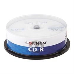 Диски CD-R SONNEN, 700 Mb, 52x, Cake Box (упаковка на шпиле) КОМПЛЕКТ 25 шт., 513531 - фото 13747902