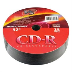 Диски CD-R VS, 700 Мб, 52x, Bulk (термоусадка без шпиля), КОМПЛЕКТ 25 шт., VSCDRSH2501 - фото 13747956