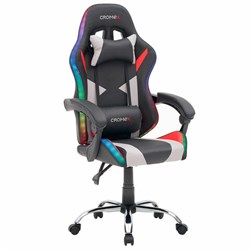 Кресло компьютерное CROMEX "Quantum GM-155 RGB", подсветка, две подушки, экокожа, черное/красное/серое, 532955 - фото 13748403