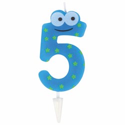 Свеча-цифра для торта "5" "С глазками", 6 см, ЗОЛОТАЯ СКАЗКА, с держателем, в блистере, 591408 - фото 13748491
