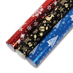 Бумага упаковочная подарочная С ЭФФЕКТАМИ новогодняя НАБОР 3 шт., "Xmas Pattern" 70х100 см, ЗОЛОТАЯ СКАЗКА, 591935 - фото 13748530