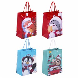 Пакет подарочный (1 штука) новогодний, 18х10х23 см, "Christmas Animals", ассорти, ЗОЛОТАЯ СКАЗКА, 591955 - фото 13748535
