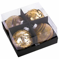 Шары ёлочные 4 шт., 8 см, "Constellation", пластик, цвет: золотистый с узором, ЗОЛОТАЯ СКАЗКА, 591996 - фото 13748541