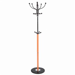 Вешалка-стойка BRABIX "CR-318", металл/мрамор, 1,8 м, на диске диаметром 36 см, 5 крючков+4 дополнительных, орех, 601743 - фото 13748660