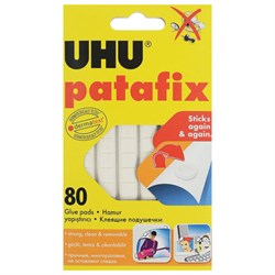 Подушечки клеящие UHU Patafix, 80 шт., бесследное удаление, многоразовые, белые, 39125 - фото 13748862