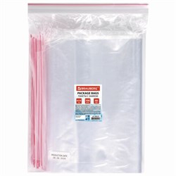 Пакеты с замком ZIP LOCK "зиплок", комплект 100 шт., 400х500 мм, ПВД, толщина 40 микрон, BRAUBERG, 606219 - фото 13748897