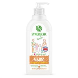 Мыло жидкое 500 мл SYNERGETIC "Миндальное молочко", гипоаллергенное, биоразлагаемое, дозатор, 105058 - фото 13749035