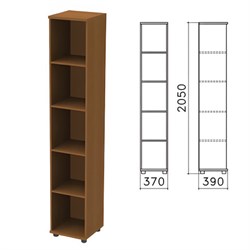 Шкаф (стеллаж) "Монолит", 370х390х2050 мм, 4 полки, цвет орех гварнери, КМ45.3 - фото 13749771