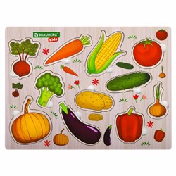 Рамка-вкладыш деревянная развивающая "Овощи", 22х30 см, BRAUBERG KIDS, 665255 - фото 13750316