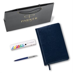 Ручка шариковая PARKER "Jotter Plastic CT", корпус синий, ежедневник А5 синий, пакет, 880896 - фото 13750625