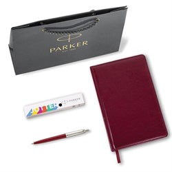 Ручка шариковая PARKER "Jotter Plastic CT", корпус красный, ежедневник А5 красный, пакет, 880897 - фото 13750626