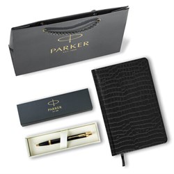 Ручка шариковая PARKER "IM Core Black Lacquer GT", ежедневник А5 черный, пакет, 880899 - фото 13750628