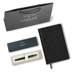 Ручка перьевая PARKER "IM Core Black Lacquer GT", ежедневник А5 черный, пакет, 880900 - фото 13750629