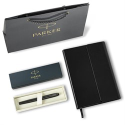 Ручка перьевая PARKER "IM Achromatic Black BT", ежедневник А5 черный, пакет, 880901 - фото 13750630