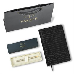 Ручка перьевая PARKER "Jotter Core Stainless Steel GT", ежедневник А5 черный, пакет, 880902 - фото 13750631
